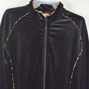 Black Stretch Velvet Coldwater Creek Top SZ XL NWOT